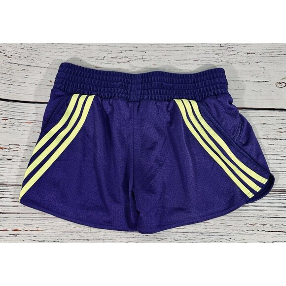 Adidas Mesh Running Shorts Wide Waist Training Purple Neon Green Size Medium - Picture 2 of 11